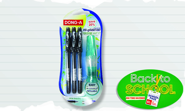 DONG-A HI-GLIDER PEN AND CORRECTION TAPE BLISTER PACK (WAS PHP 90.00)