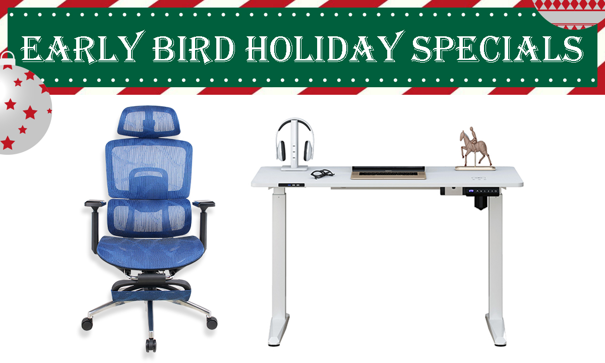 Smart Desk & Executive Chair Bundle White-Blue