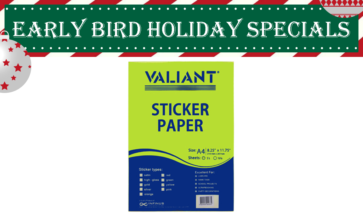 Valiant Sticker Paper A4 Fluorescent Yellow 5s (WAS PHP 59.00)