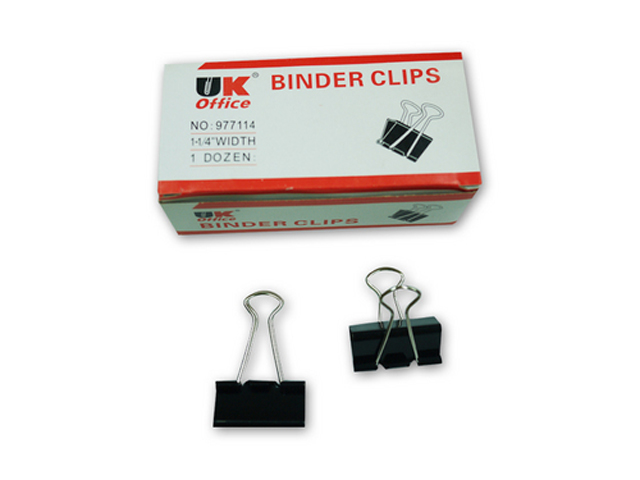 UK Office Binder Clip Black 1 1/4 12s