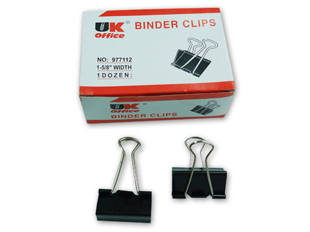 UK Office Binder Clips Black 1 5/8 12s